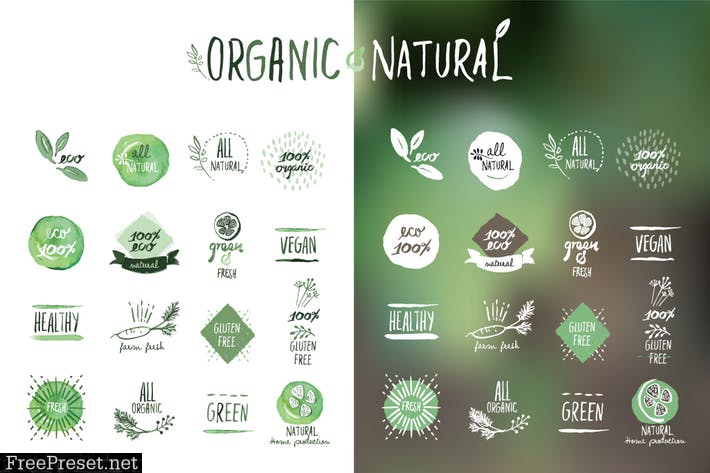 Organic food stickers and badges 3BM3DFJ