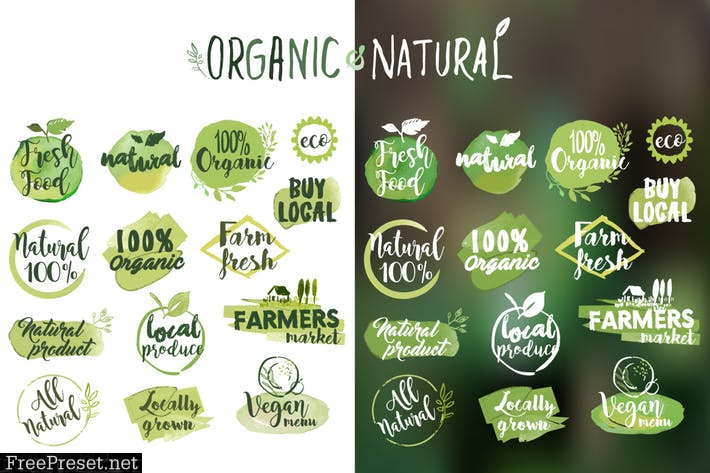 Organic food stickers and badges  EMFL73R
