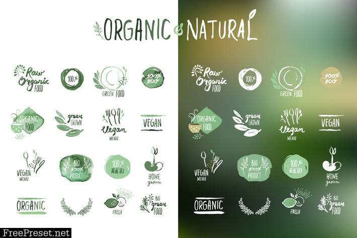 Organic food stickers and badges  WE85VBA