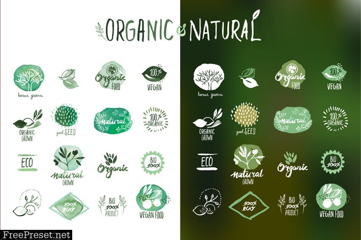 Organic food stickers and badges ZALQEML