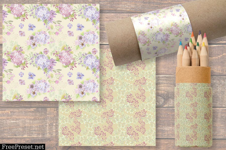 Pastel Hydrangea Watercolor Patterns XAMAYQZ