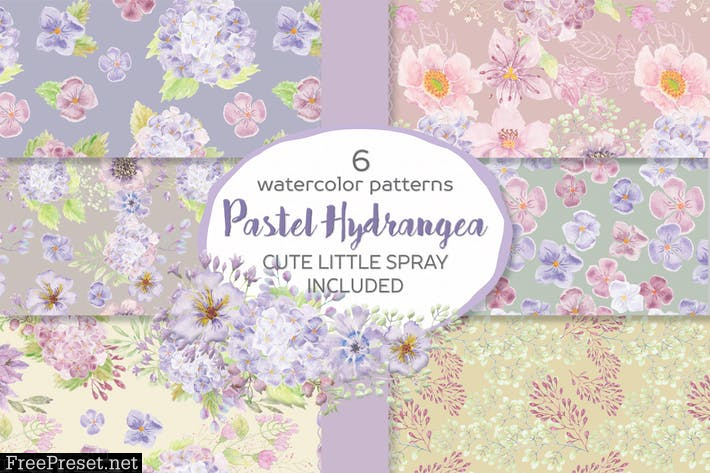 Pastel Hydrangea Watercolor Patterns XAMAYQZ