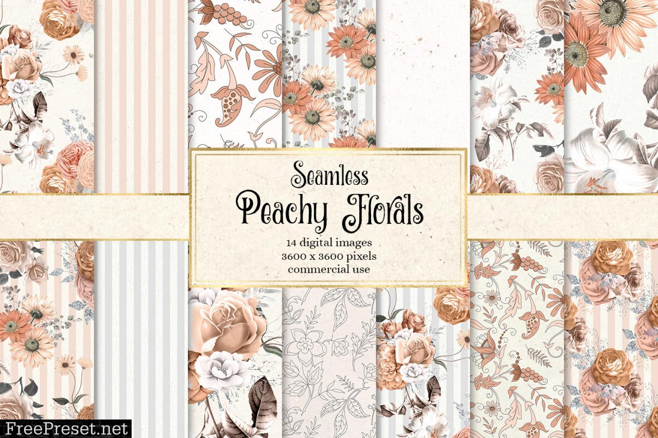 Peachy Floral Digital Paper