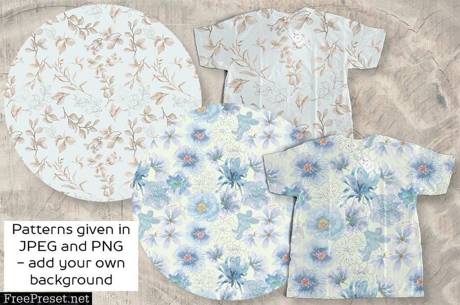 Powder Blue Watercolor Patterns PVAAZE3