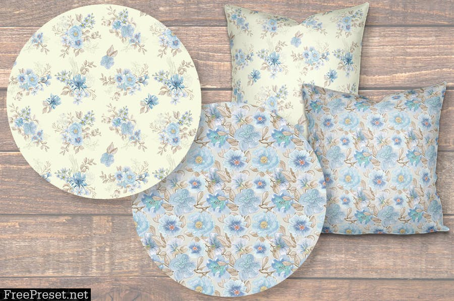 Powder Blue Watercolor Patterns PVAAZE3