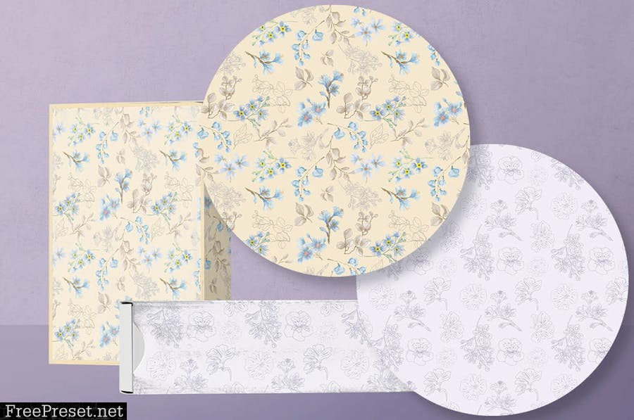 Powder Blue Watercolor Patterns PVAAZE3