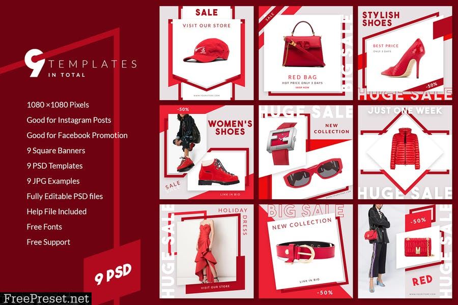 Red Sale Instagram Banners M36YUWD