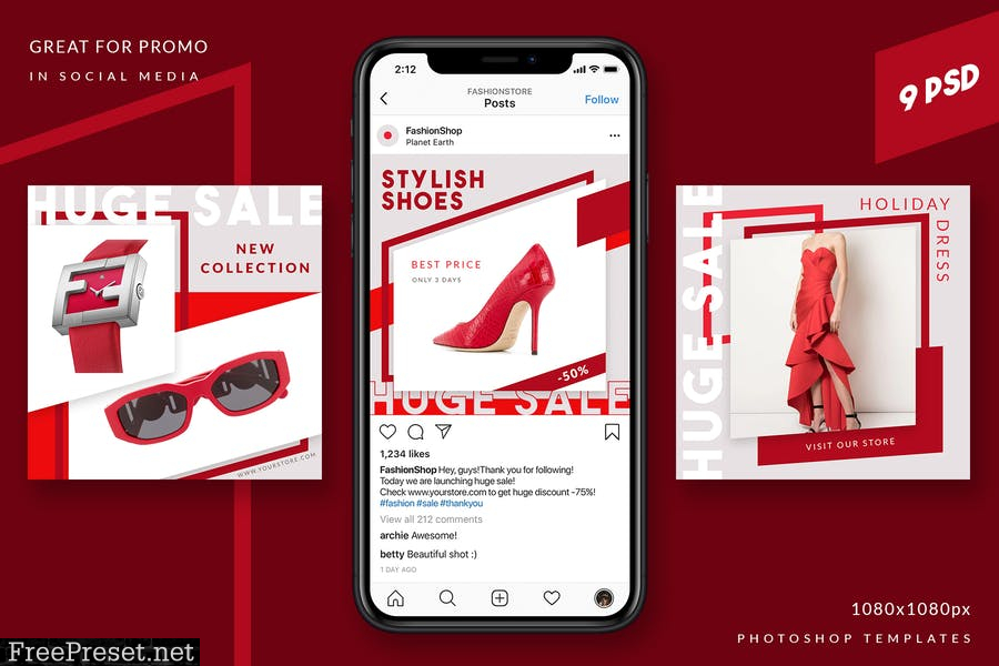 Red Sale Instagram Banners M36YUWD