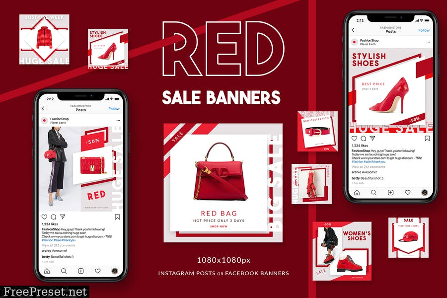 Red Sale Instagram Banners M36YUWD