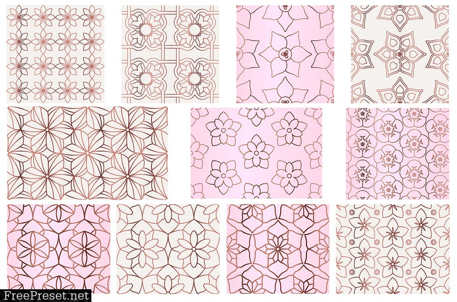 Rose Gold Geometric Floral Patterns FQZVMPB