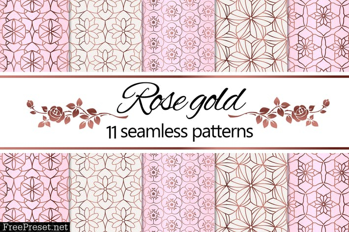 Rose Gold Geometric Floral Patterns FQZVMPB