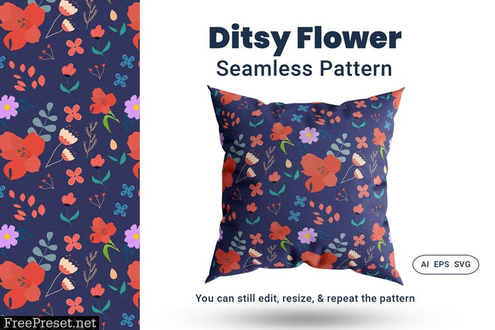 Seamless Pattern Ditsy Flower YZD6GAX