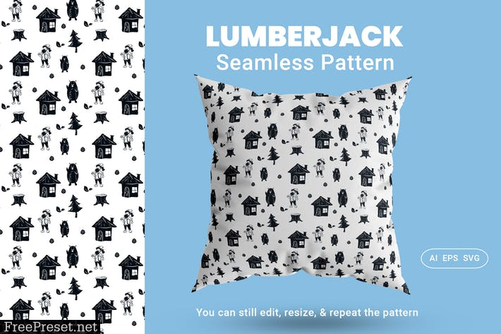 Seamless Pattern Lumberjack 3EDTPM9