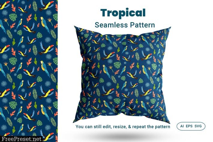 Seamless Pattern Tropical  A7V8KGM