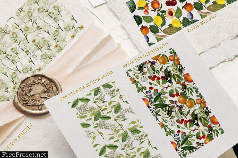 Seamless vintage botanical patterns KBZLBDH