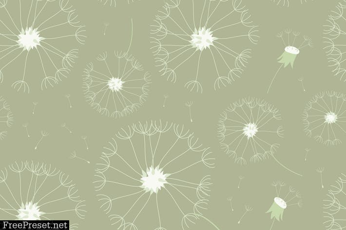 Seamless vintage dandelions pattern SQ7RB5