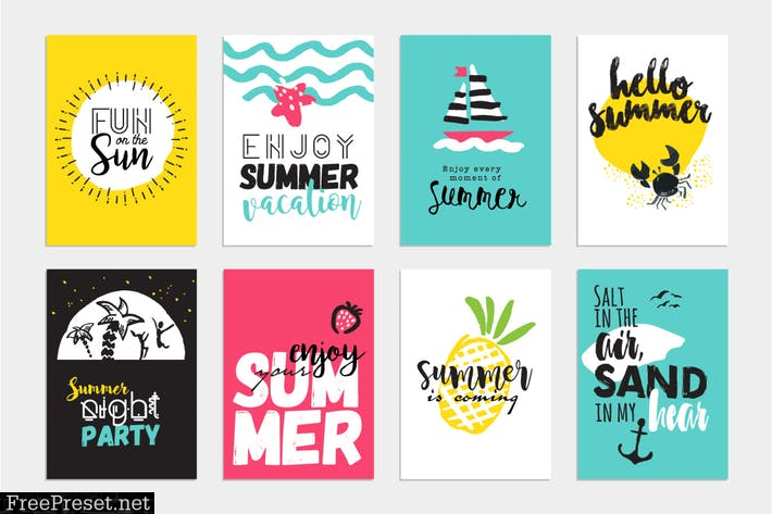 Set of hand drawn summer cards and banners KACVY2J