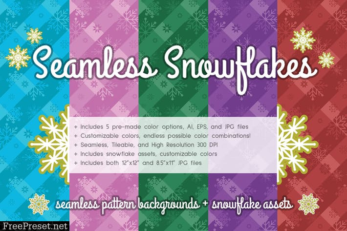 Snowflake Seamless Pattern Background & Assets 2GA2M49