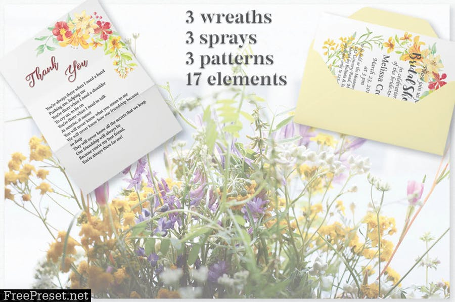 Sunny Flowers: Watercolor Clip Art Mini Bundle YC5SSDV