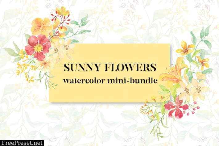 Sunny Flowers: Watercolor Clip Art Mini Bundle YC5SSDV