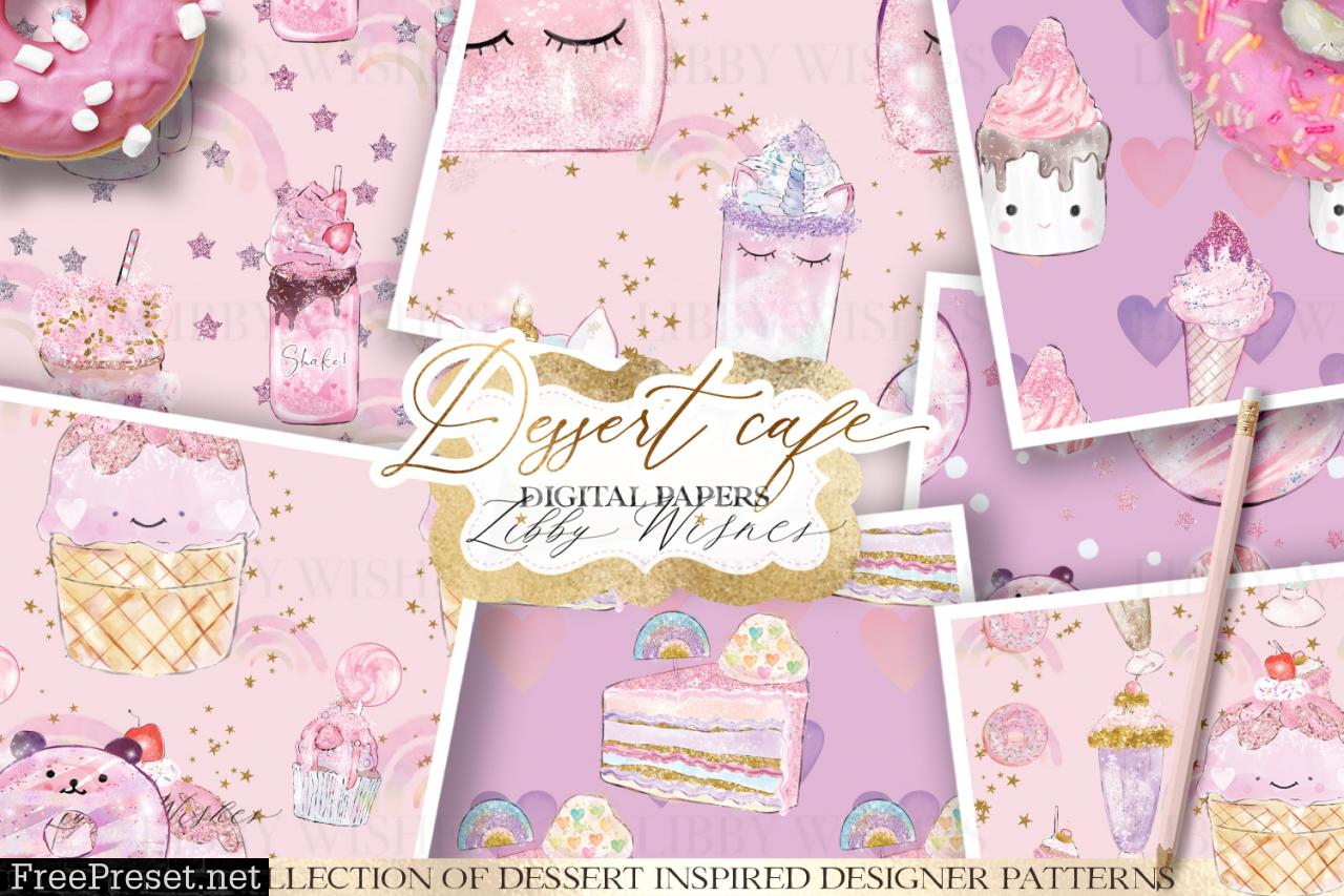 The Dessert Cafe Digital Paper Patterns