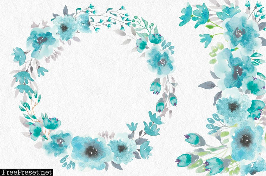 Turquoise Blooms Wedding Clip Art Set  6NA6NV2