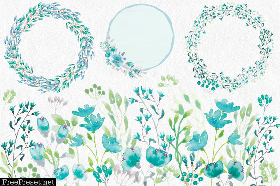 Turquoise Blooms Wedding Clip Art Set  6NA6NV2