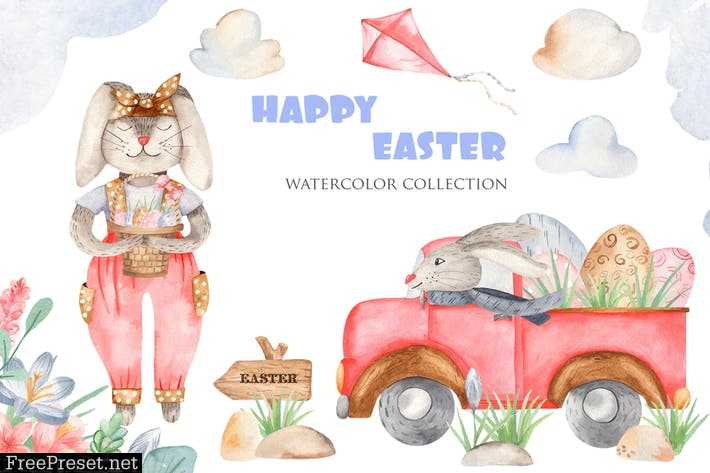 Watercolor Happy Easter WQW6LJK