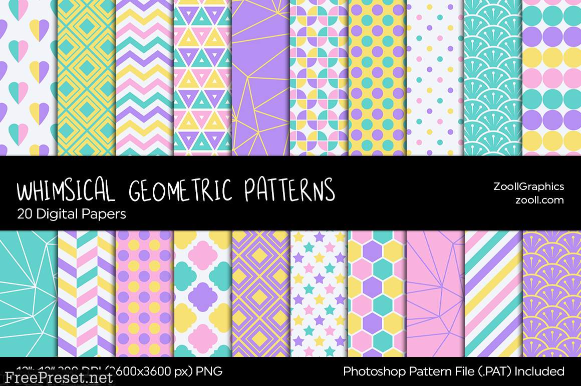 Whimsical Geometric Digital Papers