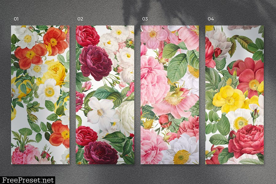 12 Colorful Seamless Flower Patterns