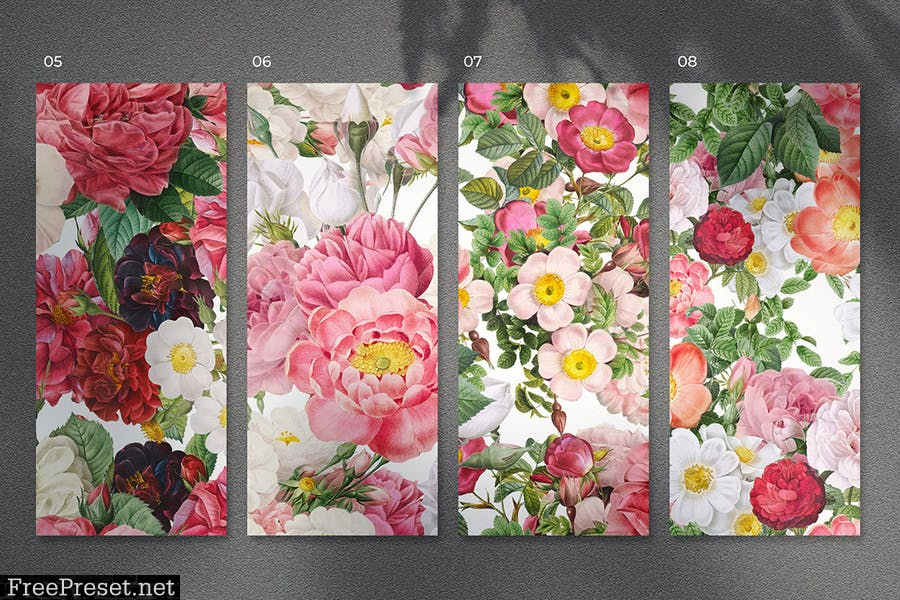 12 Colorful Seamless Flower Patterns