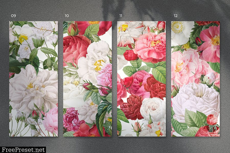 12 Colorful Seamless Flower Patterns