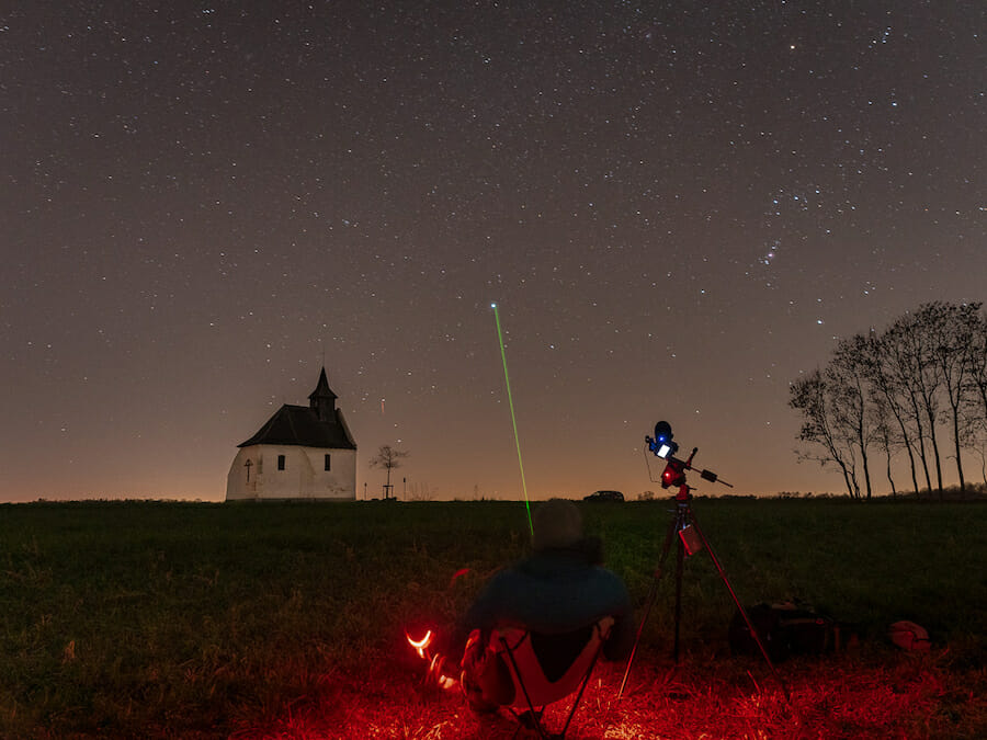 A selfie under the night sky with Orion and Sirius in view