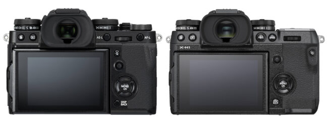 Fuji X-T3 vs X-H1 Back