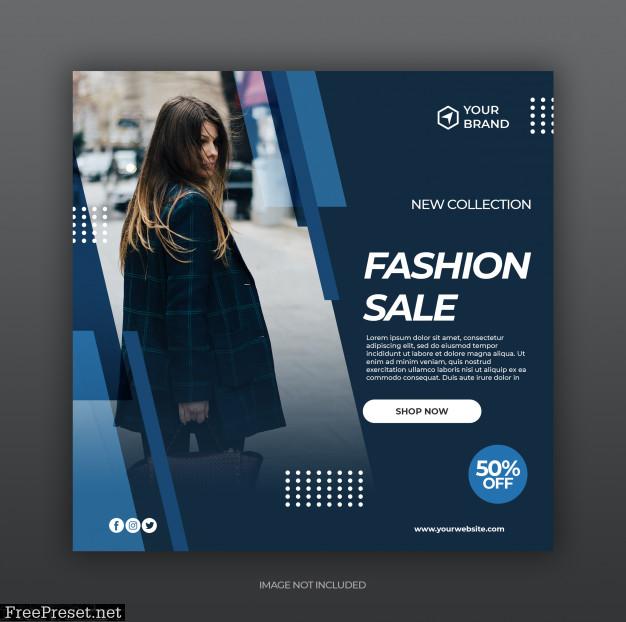 Fashion sale banner or square flyer for social media post template 