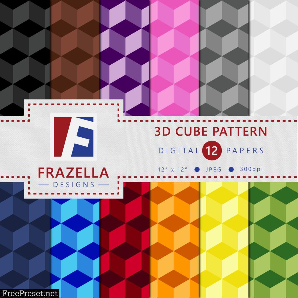 3D Cube Pattern Digital Paper Collection