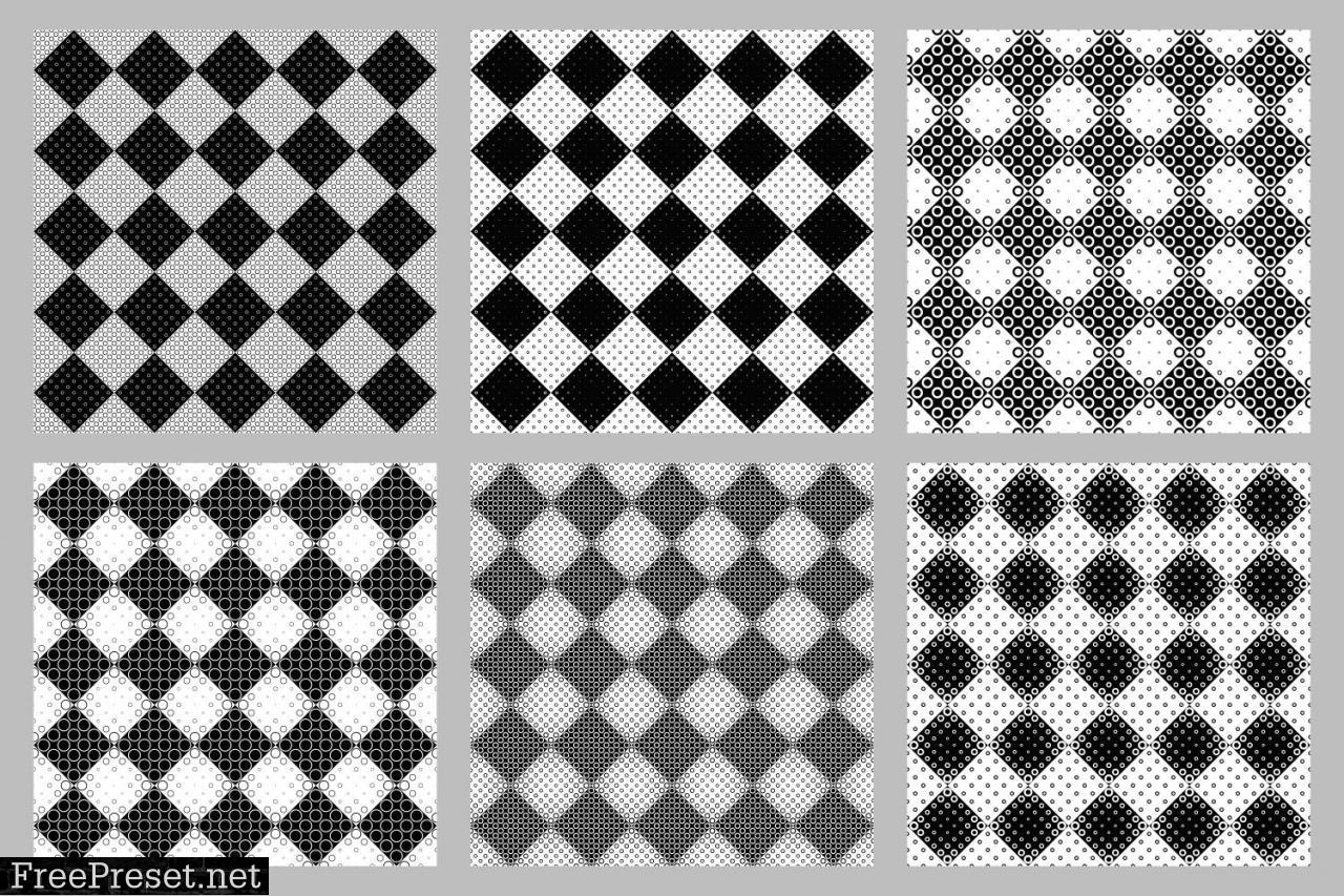 6 Seamless Black and White Patterns