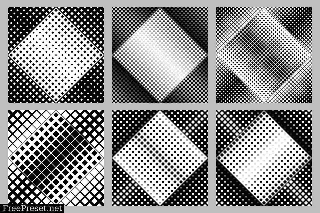6 Seamless Halftone Square Patterns