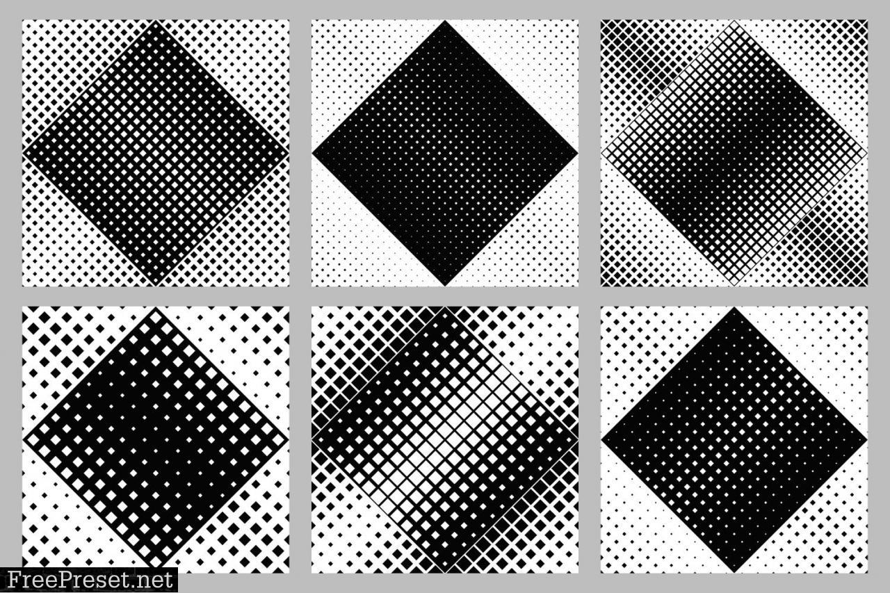 6 Seamless Halftone Square Patterns