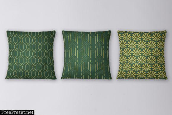 8 Art Deco Patterns - Green & Gold Set 2