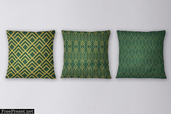 8 Art Deco Patterns - Green & Gold Set 3