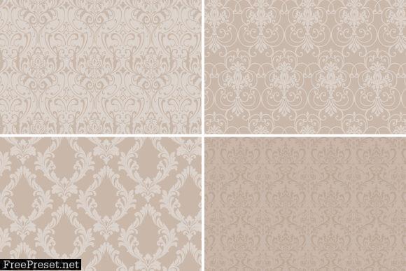 8 Damask Patterns Light & Dark Dusty Rose