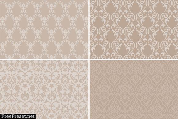 8 Damask Patterns Light & Dark Dusty Rose