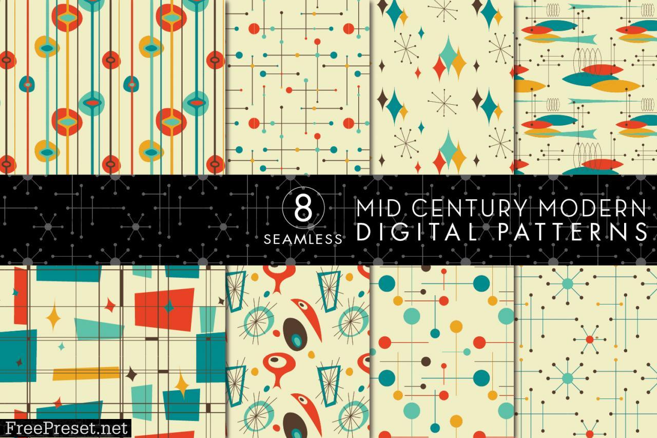 8 Mid Century Modern Patterns - Set 5