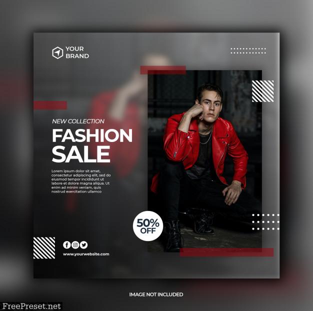 Fashion sale banner for social media post template 