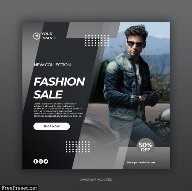 Fashion sale social media post and web banner template 