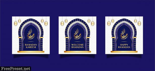 Ramadan banner concept in flat design Premium Vector