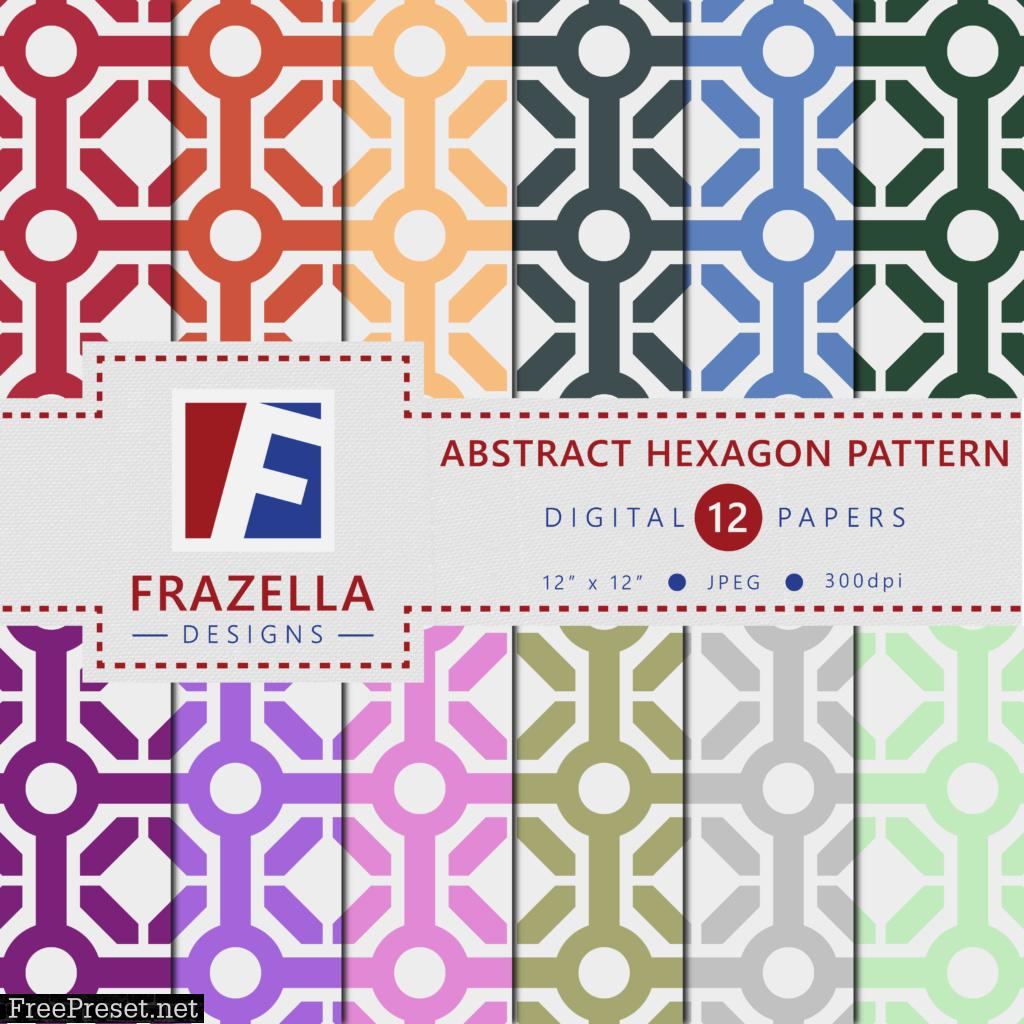 Abstract Hexagon Pattern Digital Paper Collection