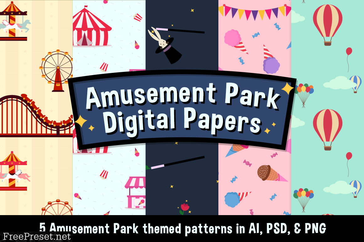 Amusement Park Themed Digital Papers