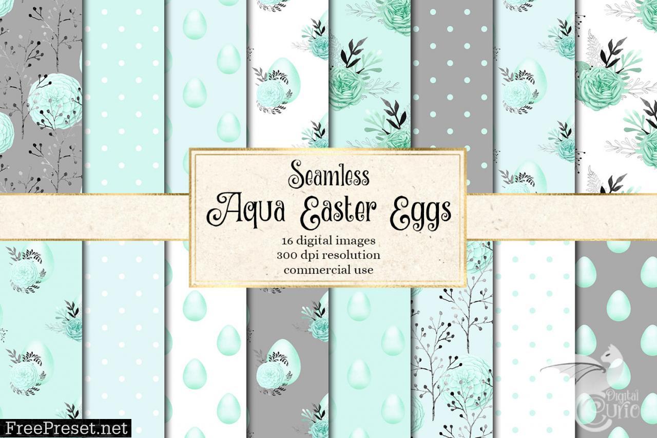 Aqua Easter Egg Digital Paper